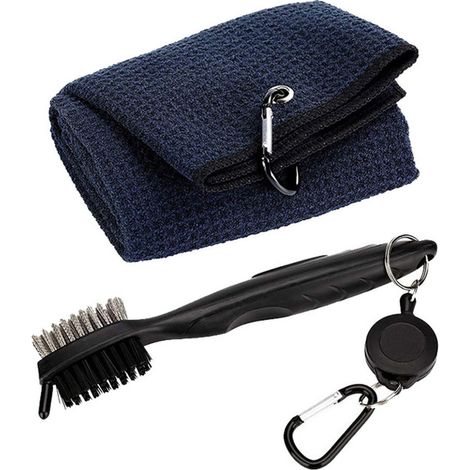 Asciugamano da golf TuseRxln con trama a nido d'ape, kit per la pulizia delle scanalature con prolunga retrattile e clip per una comoda manutenzione.
