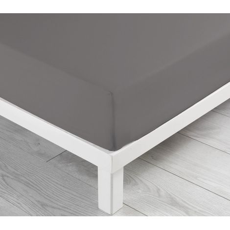 Drap Housse NOA - 100% Coton - 57 Fils - Bonnet 30 cm - Oeko-TEX - Plusieurs Couleur - 200x200 cm - Gris (1/4)