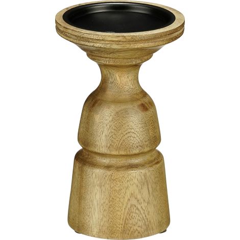 Mica Decorations Kerzenständer Nino mango wood 10 x 17 cm dunkel braun Kerzenhalter
