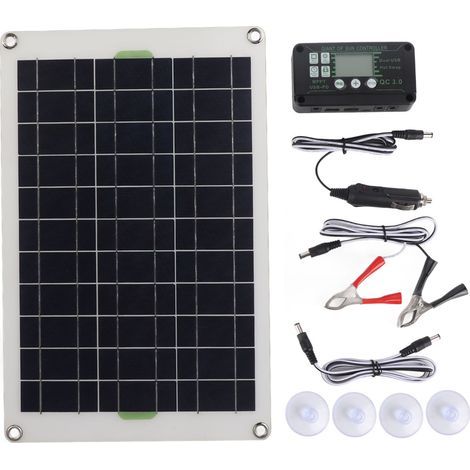 Ortviai Kit Solaire 50 W avec Régulateur 30 A pour Camping-Car, Bateau et Loisirs en Plein Air – Panneau Monocristallin (1/4)