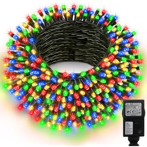 Guirlande lumineuse de sapin de Noël, 20 m - 200 LED - Pour l'extérieur - Avec 8 modes - Minuterie - Prise - Étanche - Câble vert foncé - Pour décoration de Noël dans le jardin ou le balcon (1/5)