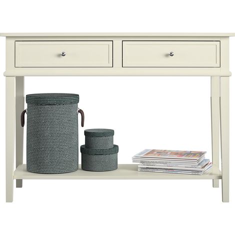Franklin-Table console avec 2 tiroirs en MDF blanc