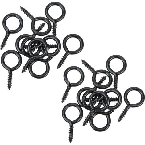 30 crochets à œillet, noir, fer, pour fixation et mur/plafond (1/5)