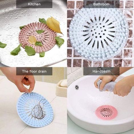Filtre À Cheveux - Silicone Souple 13,3 cm - Protection Universelle Pour Drain Salle De Bain Cuisine Baignoire Douche - 4 Pièces (1/5)