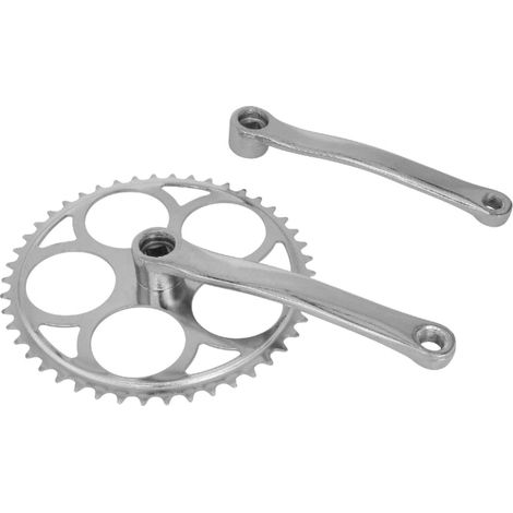 Pédalier vélo mono vitesse acier chromé plateau 46 dents longueur 170mm compatible chaine 3.30 (boitier 127mm) cycle ville singlespeed fixie