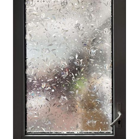 (45×200 cm) Fensterfolie, elektrostatische Sichtschutzfolie, UV-beständig, dekorativ, blendfrei, Verdunkelungsfolie mit Tulpenmuster für Glas und Verglasung (1/5)