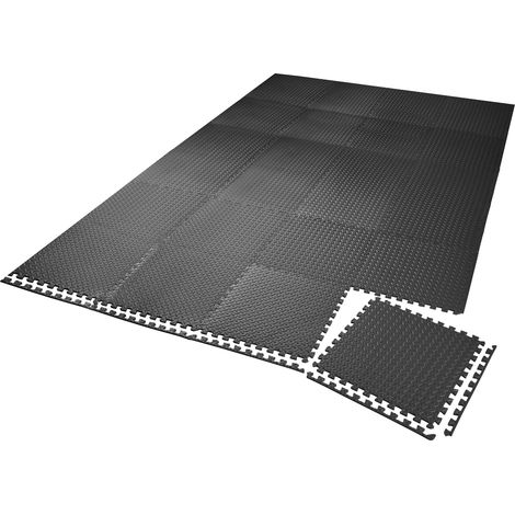 Ensemble de 24 dalles carrées avec 48 bordures en plastique noir