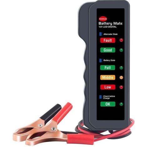 Testeur De Batterie De Voiture, 12v Testeur De Charge D'alternateur Avec Indicateur LED, Testeur Batterie 12v Détecteur D'alternateur Digital, Analyseur D'alternateur Digital Pour Voiture (1/4)