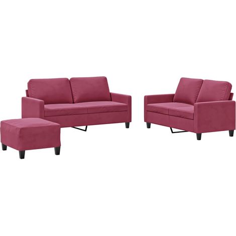 Maison Exclusive - Set di Divani 3 pz con Cuscini Rosso Vino in Velluto