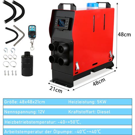 Wolketon 12V Diesel Lufterhitzer, 5KW Standheizung Diesel, Luft Dieselheizung,Air Diesel Heizung, Air Standheizung, Air diesel, LCD Heizung Luftheizung Standheizung LKW