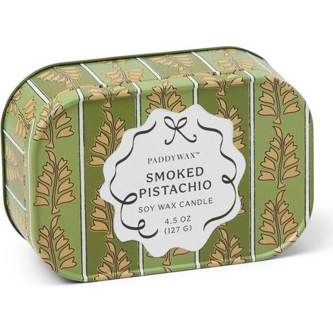 Candela in Latta Stampata Pistacchio Affumicato 127g Verde e Kaki Paddywax