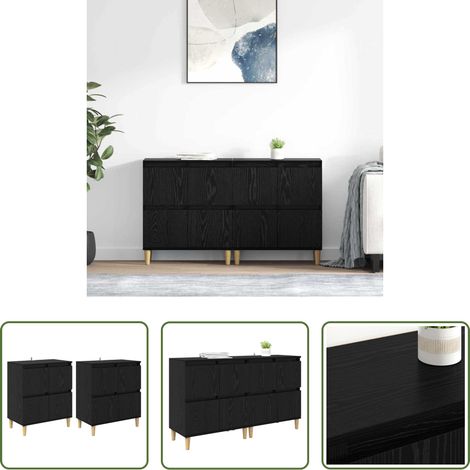 vidaXL Küchenregal - Sideboards 2 pcs Schwarz Eichen-Optik 60 x 35 x 70 cm (1/5)