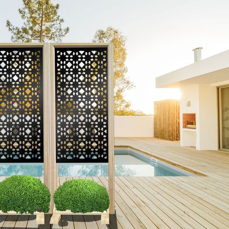 PSYCHEDELIC - Paravent modulable - 70x190 cm - en bois et PVC - Couleur : noir