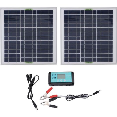 Kit di pannelli solari da 2x100W, pannelli con telaio in alluminio e regolatore di carica con porte USB Type-C DC per camper, auto, barca, rimorchio (1/5)