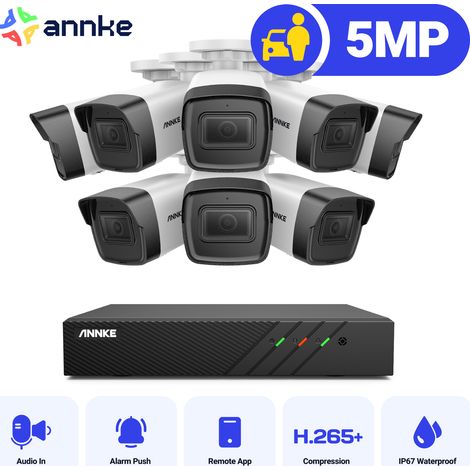 ANNKE 8CH CCTV Camera NVR IR Network 8Bullet Camera Night Vision Motion Detection Camera Security Surveillance System (1/5)
