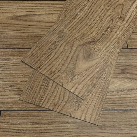 Dalle PVC Adhesive Sol Imitation Bois Marron 36 Pièces Carrelage Adhesif Sol Bois Marron Salle de Bain Stickers Carrelage Cuisine Imperméable Dalle Garage Salon 90 cm × 15 cm (1/5)