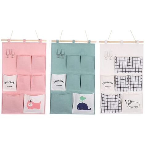 BUNTHAUS 3pcs organisateur suspendu porte organisateur mural sac à ustensiles sac de rangement suspendu, 7 compartiments organisateur mural suspendu (1/5)