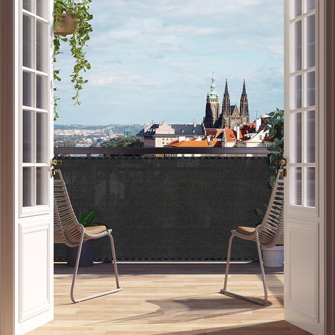 WOLTU Zaunblende Sichtschutz aus 280 g/m² HDPE Balkonsichtschutz Tennisblende Windschutz Sonnenschutz mit Kabelbindern Wetterfest Schattiernetz für Garten Balkon Sportplatz, 1.5x25m, Anthrazit (1/5)