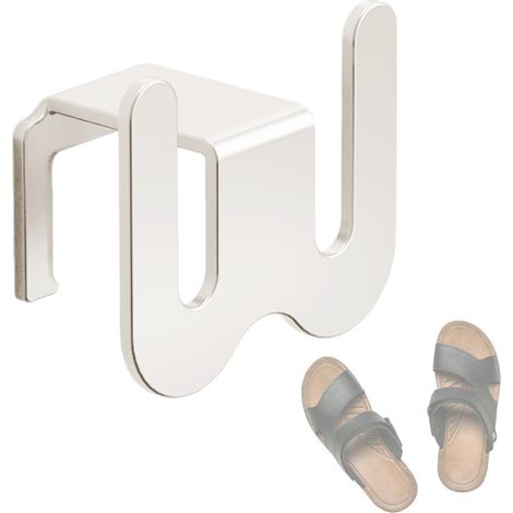 1 porte-chaussons aluminium, 8,6 x 7,6 x 4,5 cm, gris/noir/blanc, étagère murale pour salle de bain, couloir ou chambre (1/5)