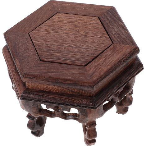 Support hexagonal en bois pour petits pots de fleurs avec (1/5)