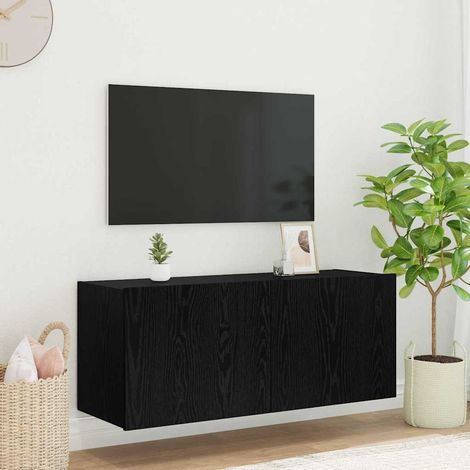 Meuble TV mural-Banc TV-Meuble Télé Chêne noir 100 x 35 x 41 cm Bois d'ingénierie (1/5)