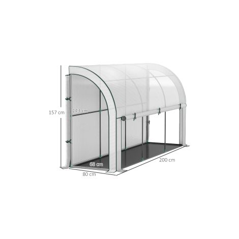 Serre avec porte enroulable, serre à film hivernale en acier, serre pour balcon, jardin, serre à tomates avec protection UV 300x80x157cm, serre à tomates pour légumes, fleurs, plantes, blanc (1/5)