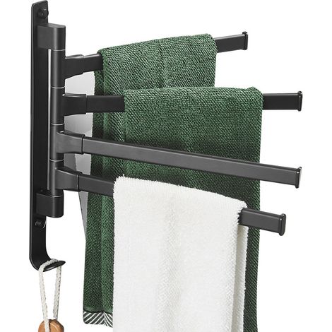 Porte-serviettes - Rotation à 180° - 4 barres - Étagère - Accessoires de salle de bain (1/3)