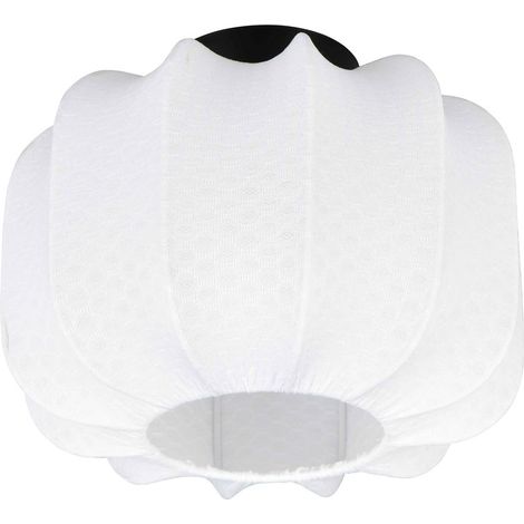 Plafoniera, tessuto e metallo, bianco e nero, D 25 cm, Madeline (1/5)