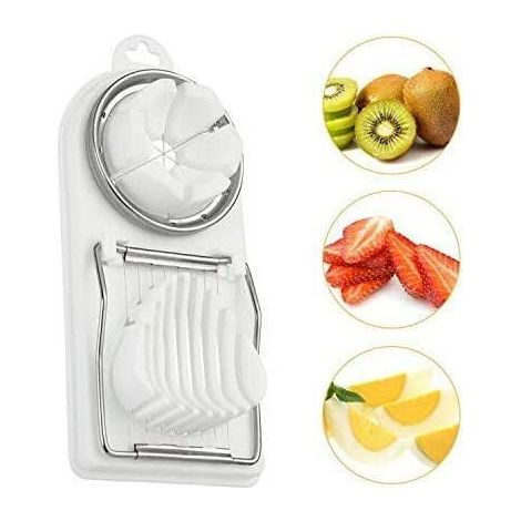 AGE Coupeur d'oeufs, séparateur d'oeufs en tranches, coupeur d'oeufs manuel, 2 options de coupe différentes, coupeur d'oeufs en acier inoxydable pour la coupe de fruits tels que fraises, kiwi, bananes (1/5)