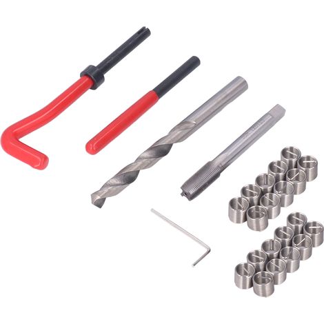 Kit de réparation de filetage 25 pièces en acier inoxydable M6x1,0 mm, foret et taraud HSS pour la réparation automobile (1/5)