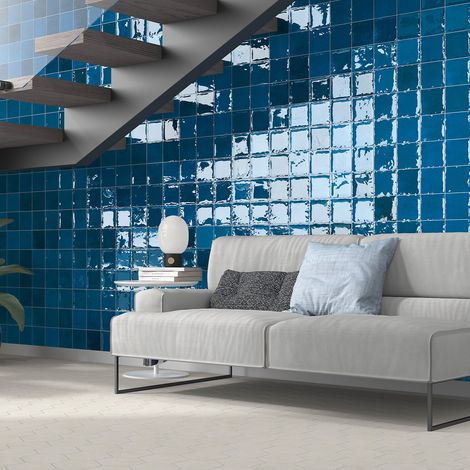 Carrelage mural intérieur/exterieur. Grès cérame Zellige Blue 12x12 cm (1/2)