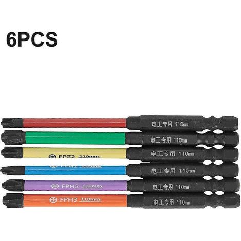 lot de 6 embouts de tournevis cruciformes magnetiques speciaux fendus de 110 mm fph1 fph2 fph3 fpz1 fpz2 fpz3 pour disjoncteursinterrupteurs de prises et outils a main (1/5)