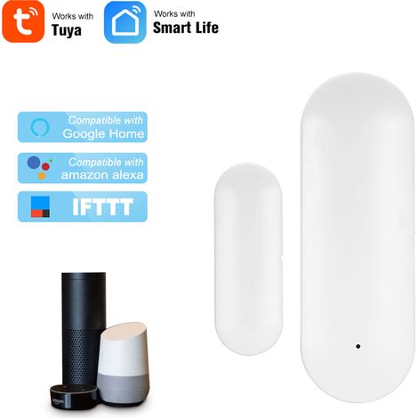 Sensor inalámbrico para puertas y ventanas, detector de intrusiones WiFi inteligente, alarma de seguridad para el hogar. Compatible con Amazon Alexa y Rokid.