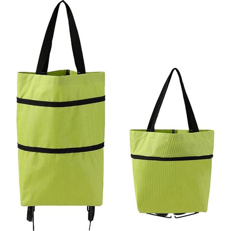 Cestino per la spesa, design pieghevole, multifunzionale, verde (1/2)