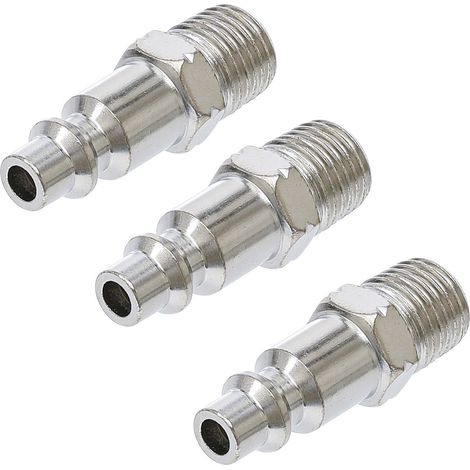 Bgs Technic – Lot de 3 embouts raccord air comprimé MIL 2150B – Filetage mâle 1/4 gaz – Diamètre 8mm – Norme US pour professionnels