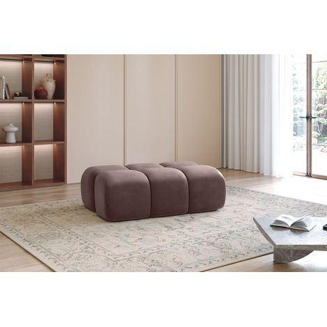 Polsterhocker Designerhocker DARCY 128x85 cm in Stoff Salvador Braun (1/2)
