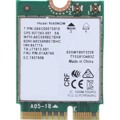 Scheda WiFi Intel 9560AC con Bluetooth 5.0 per PC, dual-band 2.4 G/5G (1/5)