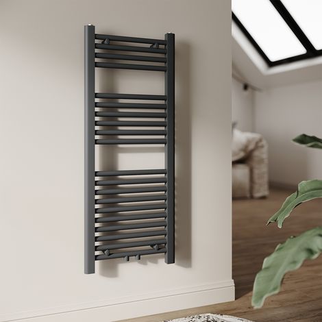 SONNI Radiateur de salle de bains 1000x400 mm Anthracite Raccord central Chauffe-serviettes Sèche-serviettes (1/5)