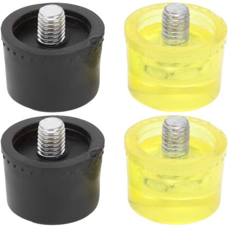 QORVA- 2 jeux d'embouts de remplacement de marteau à tête de frappe en caoutchouc, accessoires de maillet jaune noir, Dia 25mm