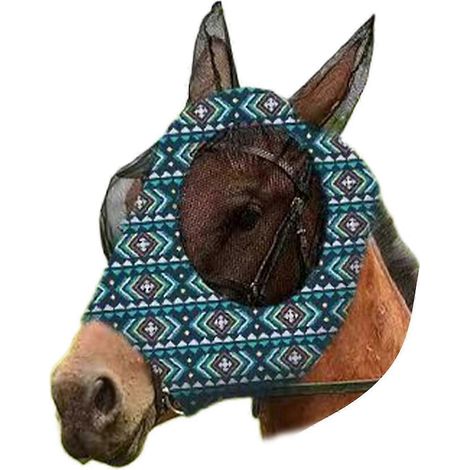 Masque de protection solaire et anti-moustiques respirant pour chevaux, idéal pour les amoureux des chevaux. Vert foncé. (1/5)