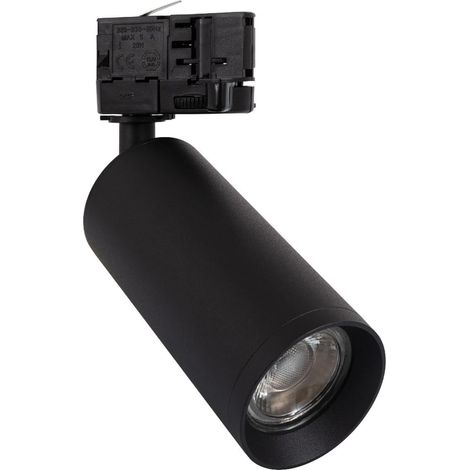 Spot sur Rail Triphasé - 1 Unité - Aluminium Noir - Orientation 360º - Pour Galeries et Magasins - 215x60mm (1/5)