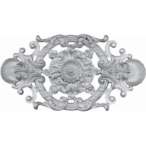 Palmette en alu avec détail floral - Hauteur 215mm Longueur 410mm - À visser avec taraudage M6 - Aluminium - DECO FER FORGE