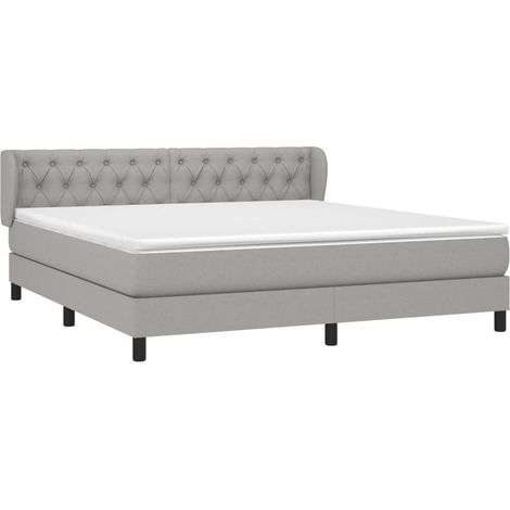 vidaXL Sommier à lattes de lit avec matelas Gris clair 160x200cm Tissu (1/5)