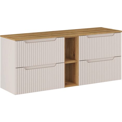 Mueble bajo lavabo 140cm 4 cajones 2 compartimientos Riva Cachemira y Madera (1/4)