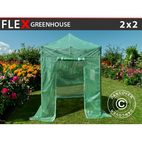 FleX Gewächshaus 2x2m, PE, Transparent/Grün - Dancover