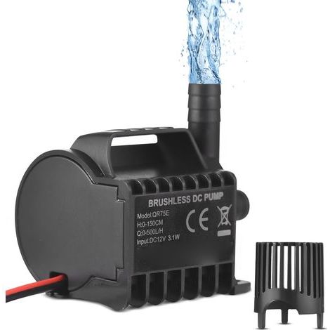 12-V-Tauchpumpe, kleiner elektrischer Springbrunnen (500 l/h, max. Förderhöhe 1,6 m), 1,6 m Kabel, Saugnapffuß, tragbar, ideal für Aquarium, Teich, Fischbecken und Tränke. (1/5)