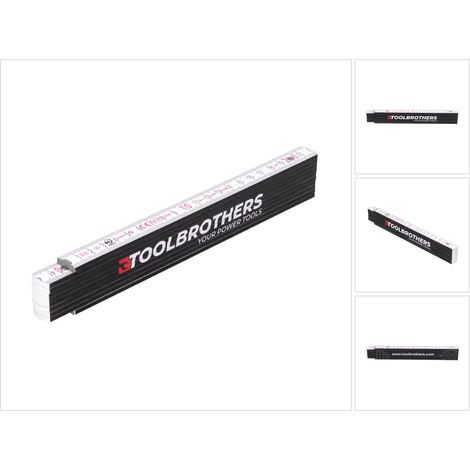Stabila Toolbrothers Cinta métrica plegable con transportador - 2m - Precisión clase III - Certificado PEFC - Negro blanco
