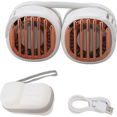 Wiederaufladbarer Nackenventilator mit USB-Anschluss, zwei Luftstromrichtungen, leicht und faltbar, ideal für Reisen und Outdoor-Aktivitäten, Farbe: Weiß (1/5)