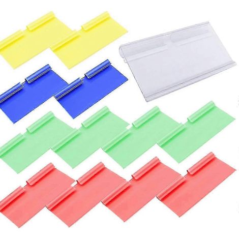 Porte-étiquettes compatible avec étagères grillagées - 50 porte-étiquettes en plastique avec fenêtre (1/4)