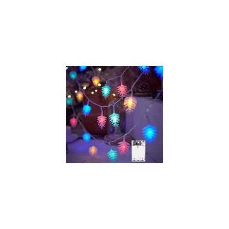 Ghirlanda luminosa a forma di pigna, 6 m, 40 LED, ideale per albero di Natale, impermeabile IP44, mini luci decorative per interni per patio, giardino, recinzioni e scale (colorate) - Crezuo